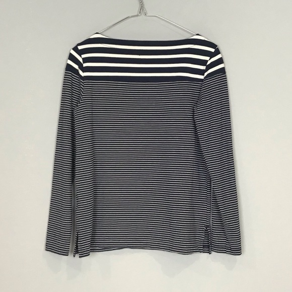 BR Navy Boat Neck Striped Long Sleeve Top C - Picture 3 of 6